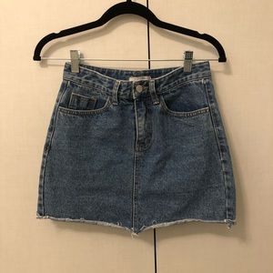 Oak+fort denim skirt lightly distressed
